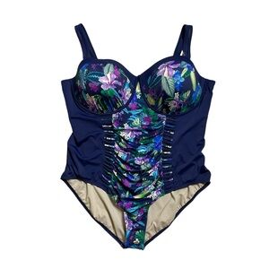NWOT Swimsuits for All 32 one piece swimsuit blue tropical